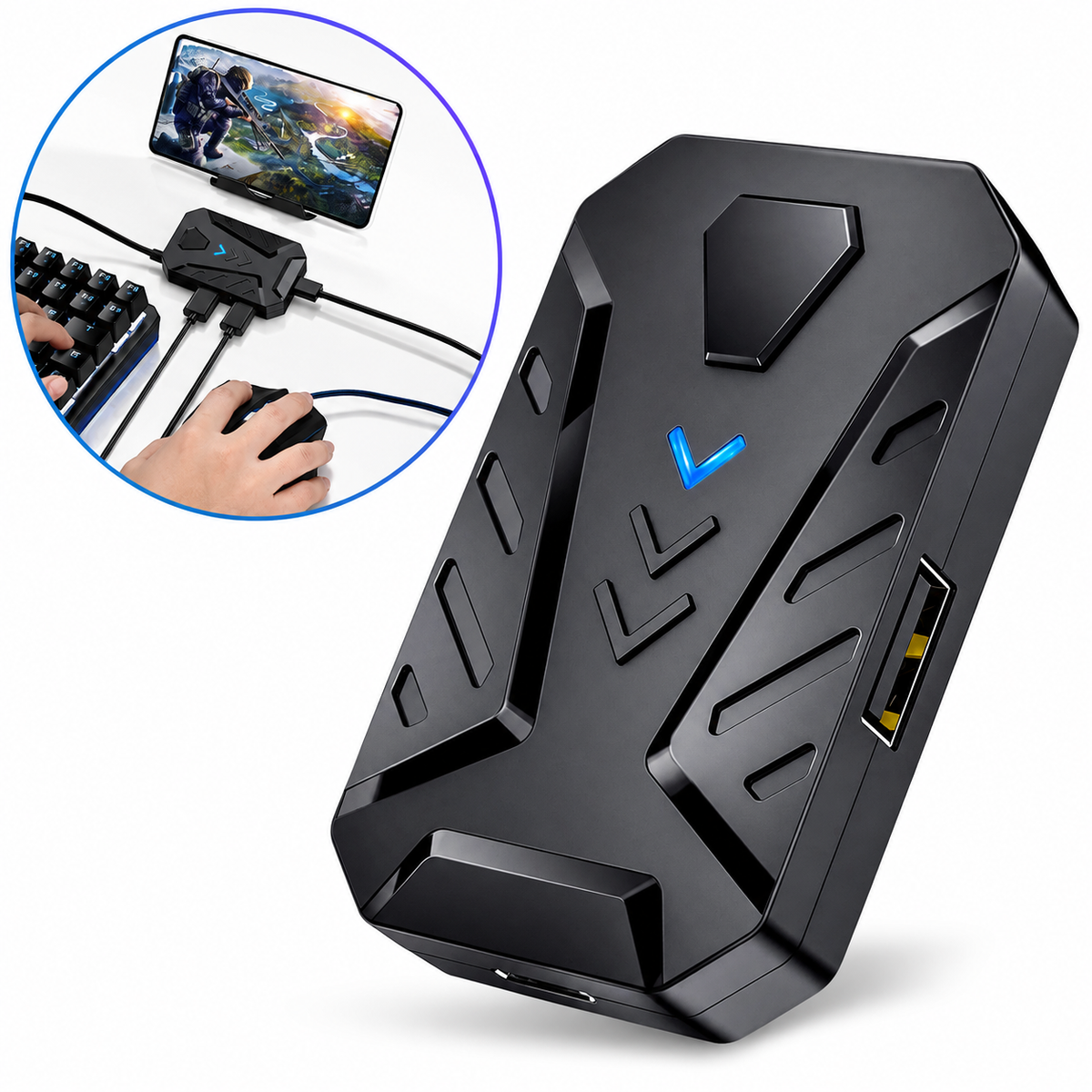 4 in 1 X2 Mobile Phone One Hand Video Game Keyboard Keypad Gaming LED + Color DPI Mouse
