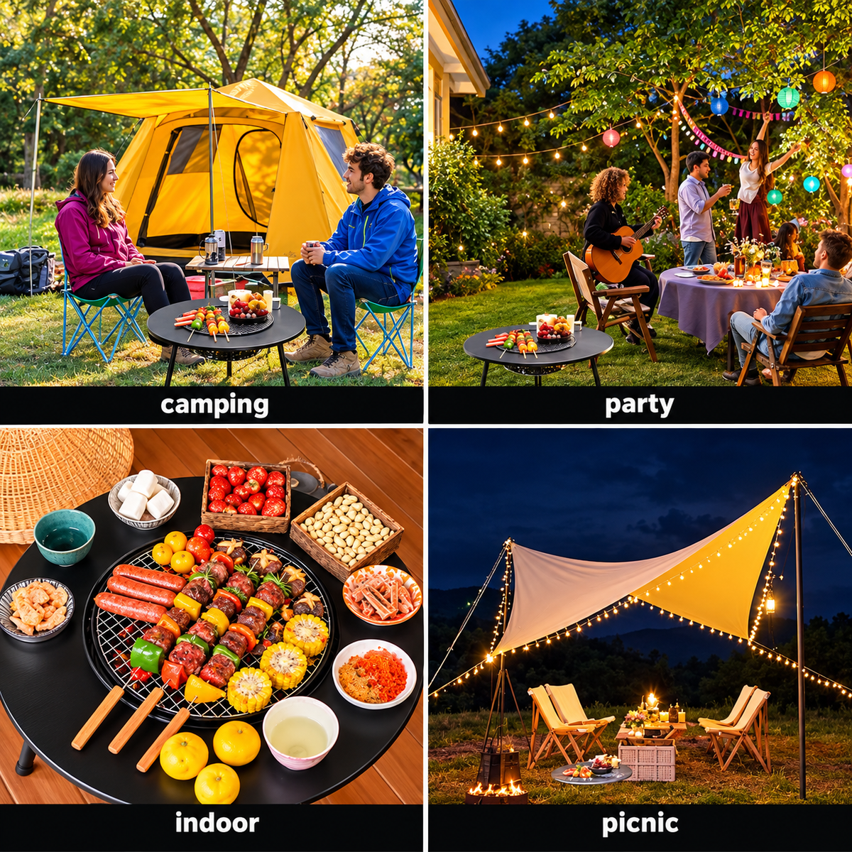 Portable Foldable BBQ Grill Table — Outdoor Charcoal Grill for Camping, Desert & Garden